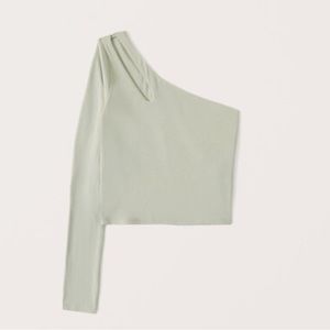 A&F One shoulder long sleeve crop